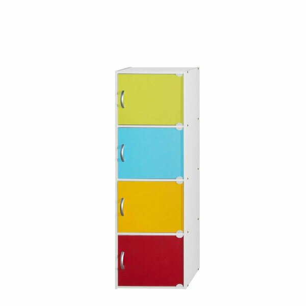Made-To-Order 47.4 x 11.75 x 15.91 in. 4-Shelf & 4-Door Bookcase, Rainbow MA2966915